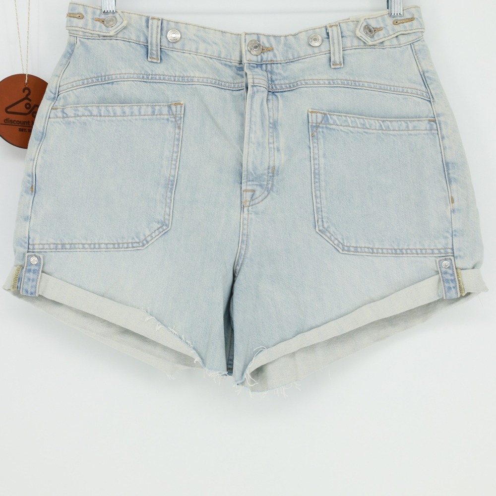 We The Free Palmer Mid Rise Denim Shorts Button Fly Light Wash Blue Size 31 NWOT